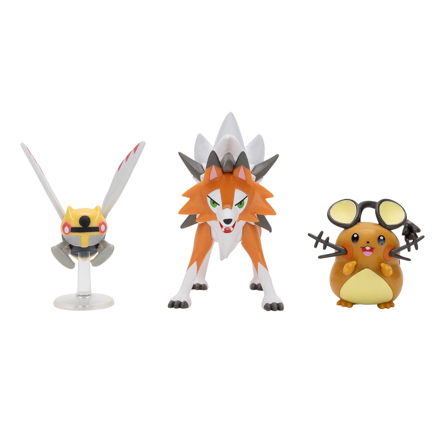 Pokemon Battle Figure Set - 3 Pack - DEDENNE + LYCANROC (dusk form) + NINJASK