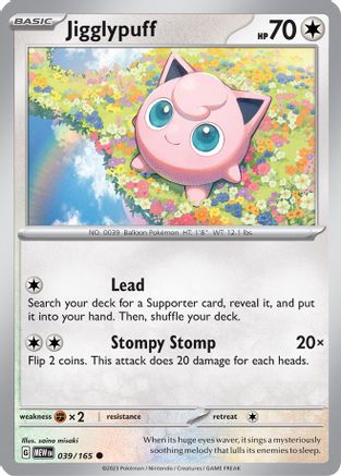 jigglypuff holographic card Jigglypuff 039-165 Reverse Holo – Razor Leaf