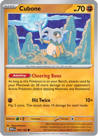 Cubone 104-165 Reverse Holo