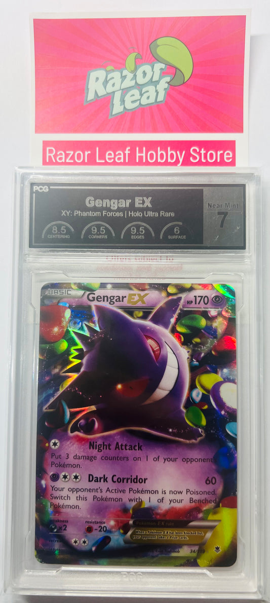 PCG Near Mint 7 Gengar EX XY: Phantom Forces Holo Ultra Rare 34/119