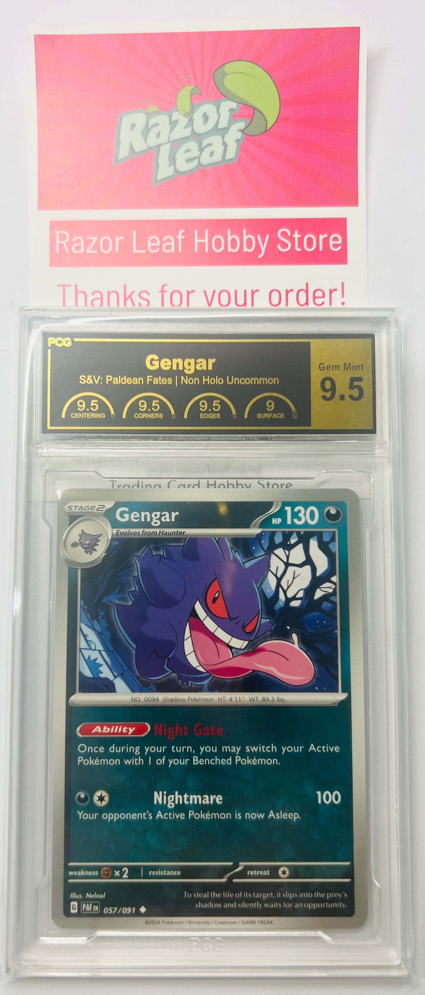 PCG Gem Mint 9.5 Gengar Paldean Fates 057/091