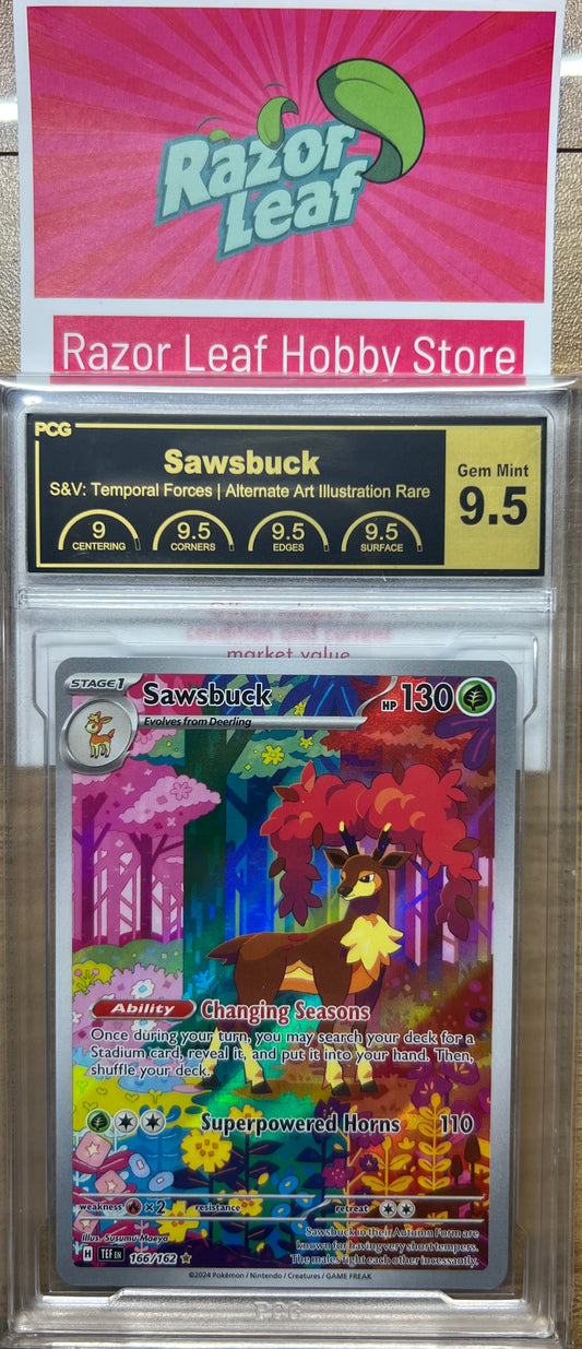 PCG Gem Mint 9.5 Sawsbuck Illustration Rare 166/162