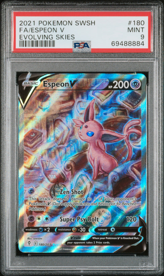 PSA 9 - Espeon V (alternate full art) 180/203 Evolving Skies