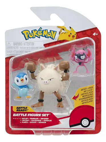 Pokemon Battle Figure Set - 3 Pack - PIPLUP + PRIMEAPE + IMPIDIMP
