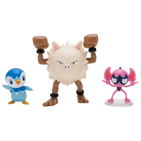 Pokemon Battle Figure Set - 3 Pack - PIPLUP + PRIMEAPE + IMPIDIMP
