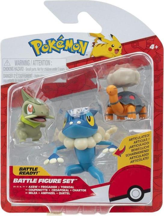 Pokemon Battle Figure Set - 3 Pack - AXEW + FROGADIER + TORKOAL
