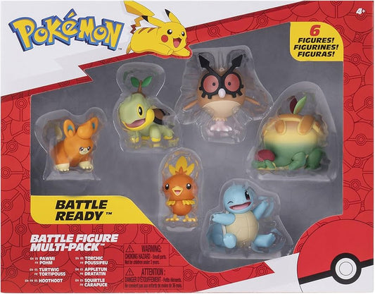 Pokemon Battle Figure 6 Pack - PAWMI + TORCHIC + TURTWIG + APPLETUN + HOOTHOOT + SQUIRTLE