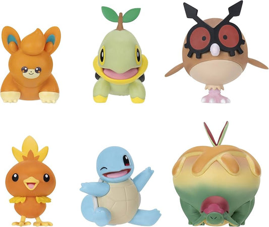 Pokemon Battle Figure 6 Pack - PAWMI + TORCHIC + TURTWIG + APPLETUN + HOOTHOOT + SQUIRTLE