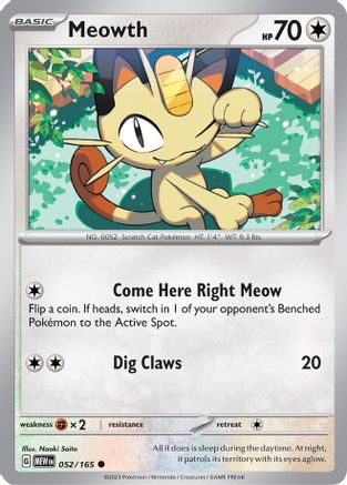Meowth 052-165 Reverse Holo